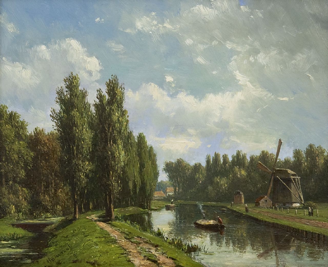 Maaten J.J. van der | Jacob Jan van der Maaten | Paintings offered for sale | The Vliet near Voorburg, oil on panel 16.1 x 20.0 cm, signed l.l.