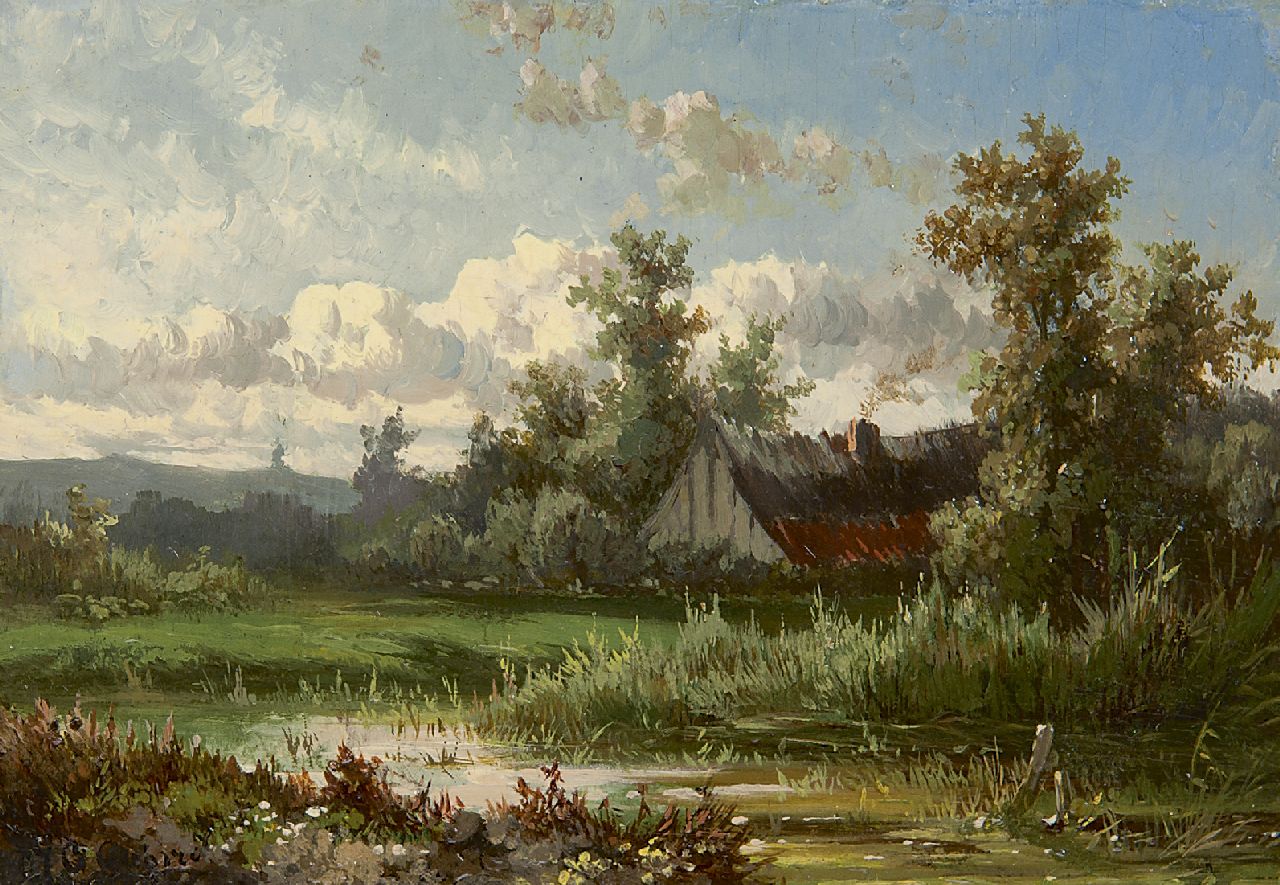 Gabriel P.J.C.  | Paul Joseph Constantin 'Constan(t)' Gabriel, Landscape near Oosterbeek, oil on panel 9.8 x 14.1 cm, signed l.l. and painted ca. 1855