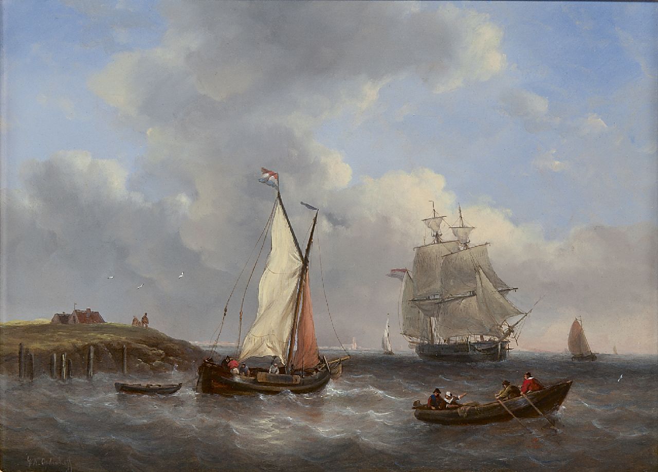 Opdenhoff G.W.  | Witzel 'George Willem' Opdenhoff, Ships at a pier, oil on panel 29.4 x 40.2 cm, signed l.l.