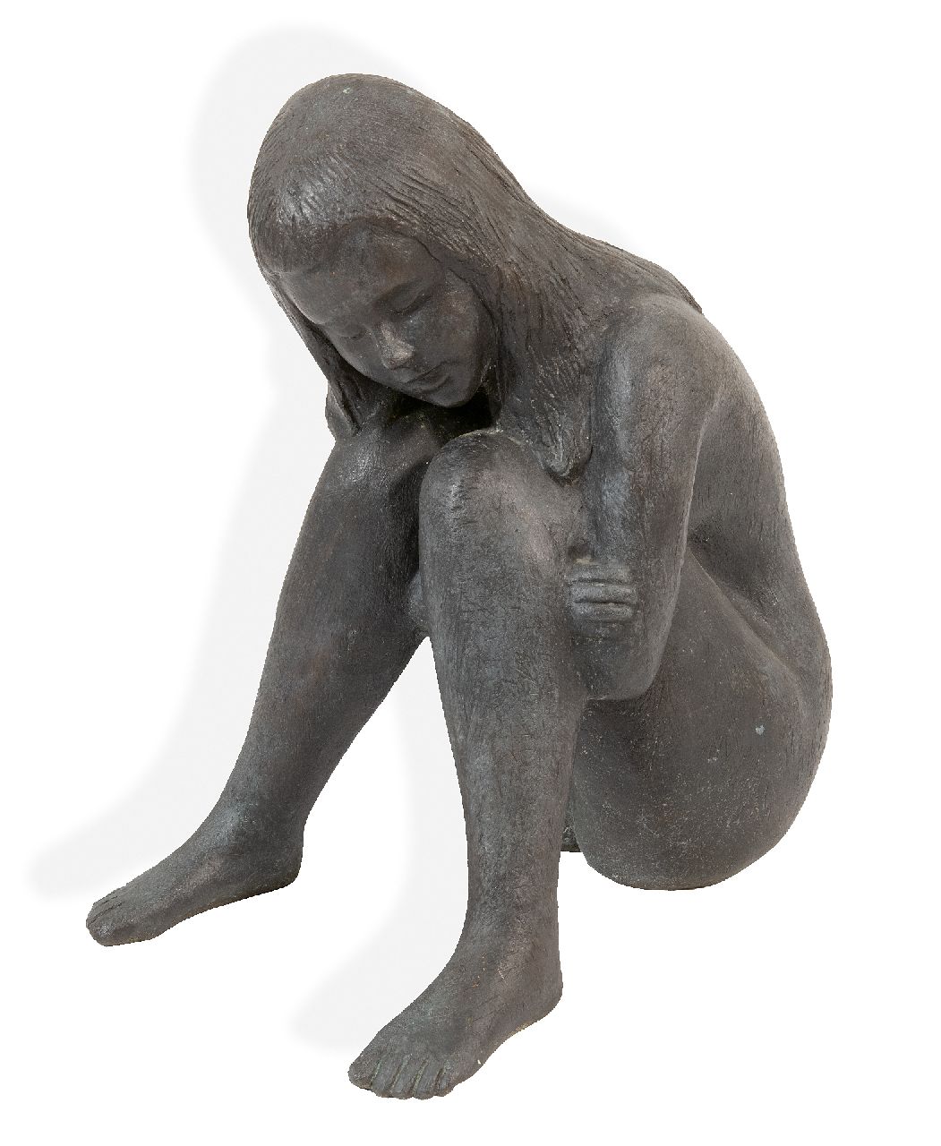 Kurt Moser | Melancholie, bronze, 31.7 x 19.4 cm, signed with monogram along lower edge