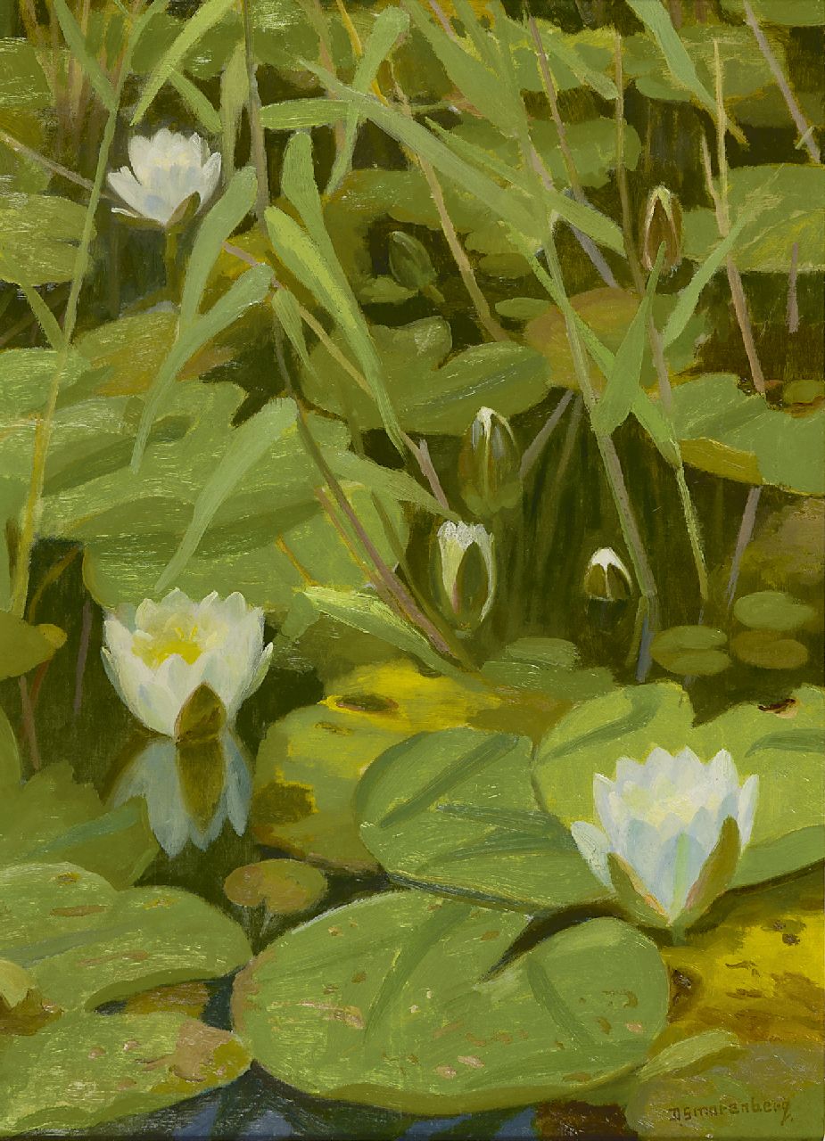 Smorenberg D.  | Dirk Smorenberg, Waterlilies, oil on canvas 55.0 x 40.0 cm, signed l.r. and on the reverse