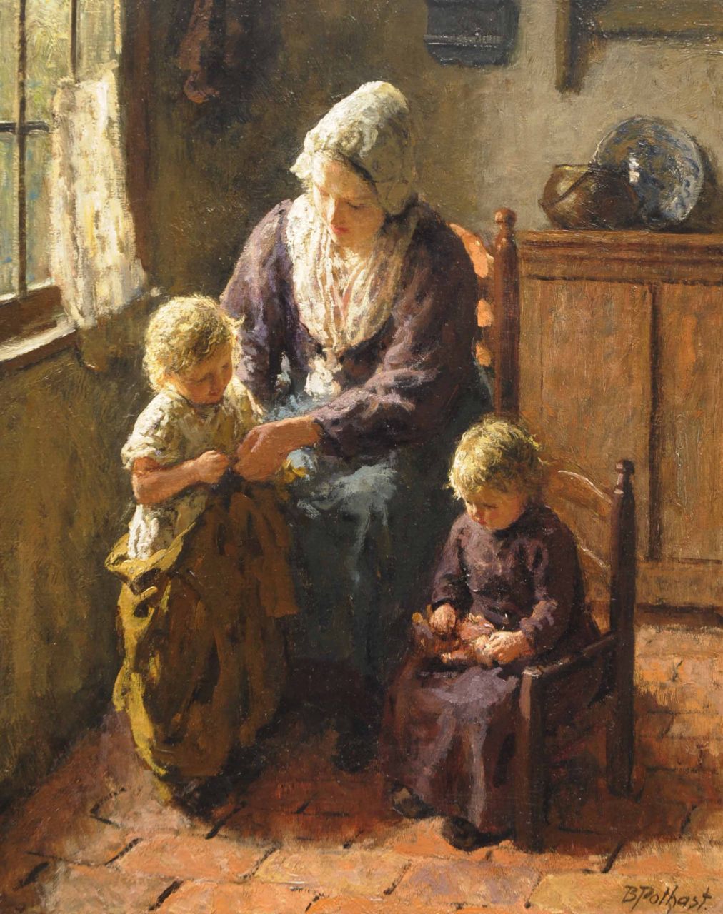 Pothast B.J.C.  | 'Bernard' Jean Corneille Pothast, The happy family, oil on canvas 50.1 x 40.0 cm, signed l.r.