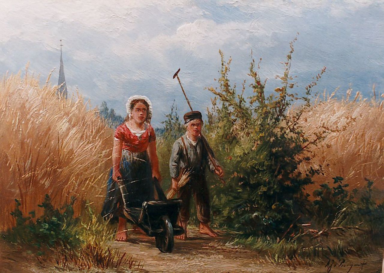 Prooijen A.J. van | Albert Jurardus van Prooijen, Homeward bound, oil on panel 14.3 x 19.8 cm, signed l.r.