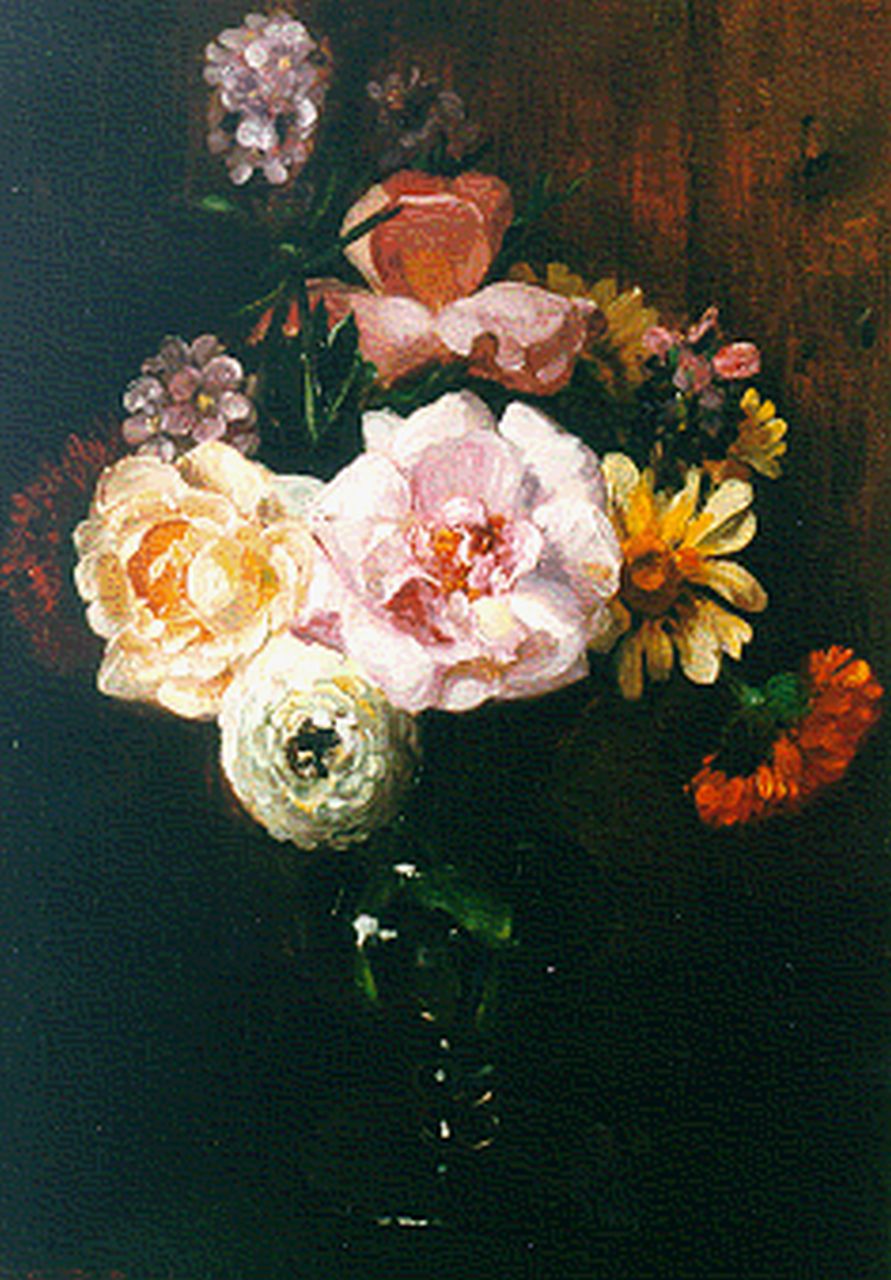 Roelofs jr. W.E.  | Willem Elisa Roelofs jr., Summer Bouquet, oil on painter's cardboard 34.8 x 25.1 cm, signed l.l.