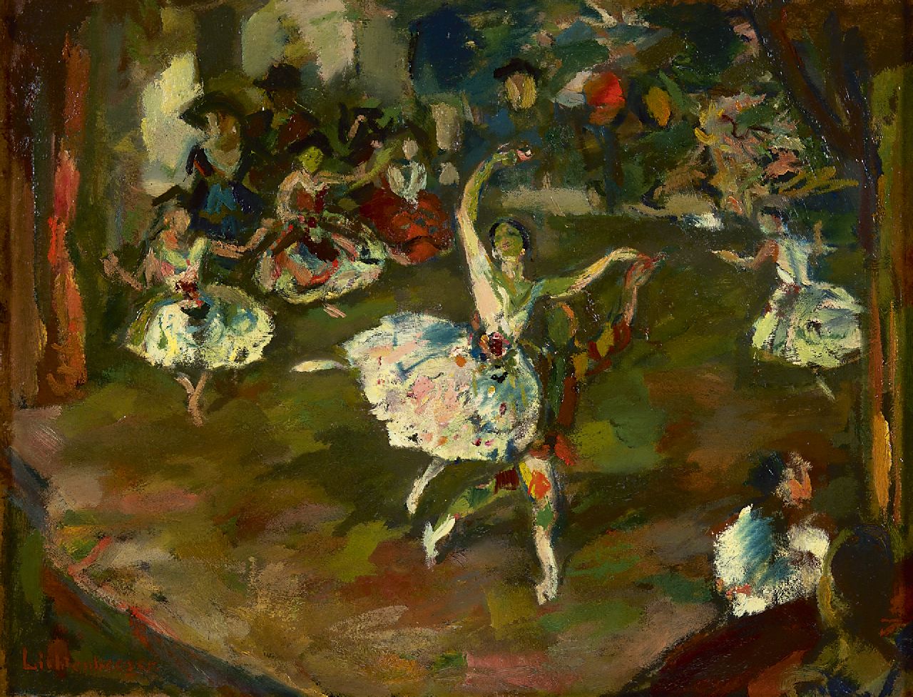 Lichtenberger H.R.  | Hans Reinhold Lichtenberger, The ballet performance, oil on board 41.2 x 53.5 cm, signed l.l.