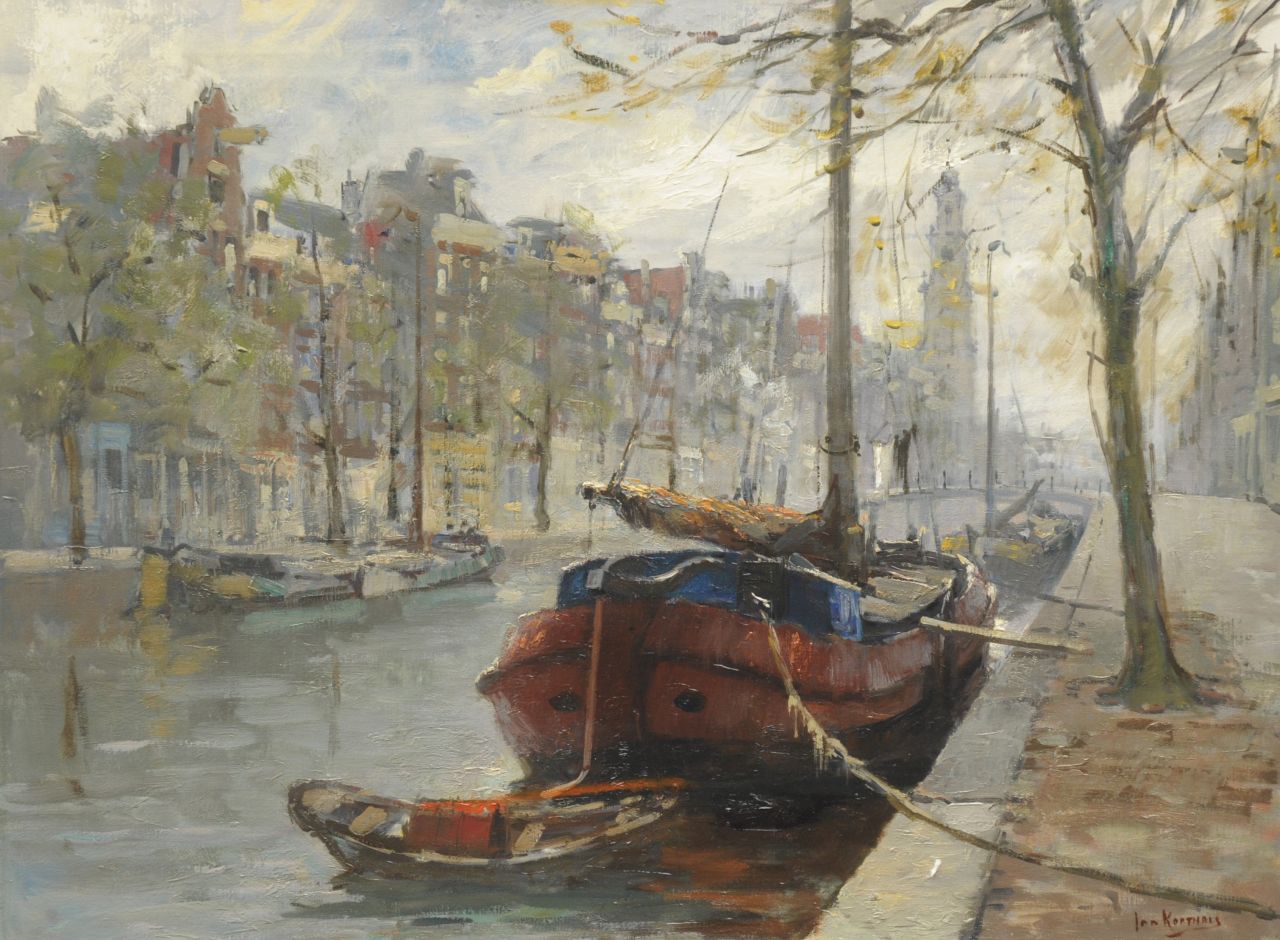 Korthals J.  | Johannes 'Jan' Korthals, View at the Prinsengracht, Amsterdam, oil on canvas 60.0 x 80.0 cm, signed l.r.