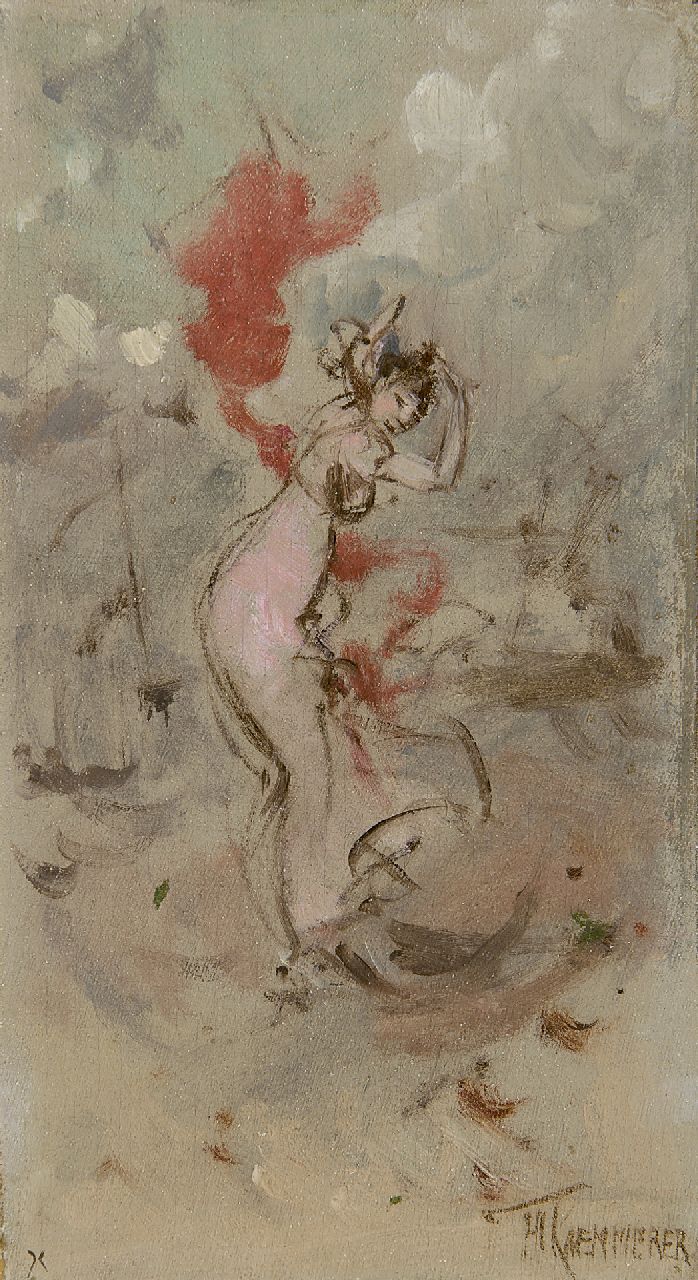 Kaemmerer F.H.  | Frederik Hendrik Kaemmerer, March (Pisces), oil on canvas laid down on painter's board 18.5 x 10.3 cm, signed l.r.