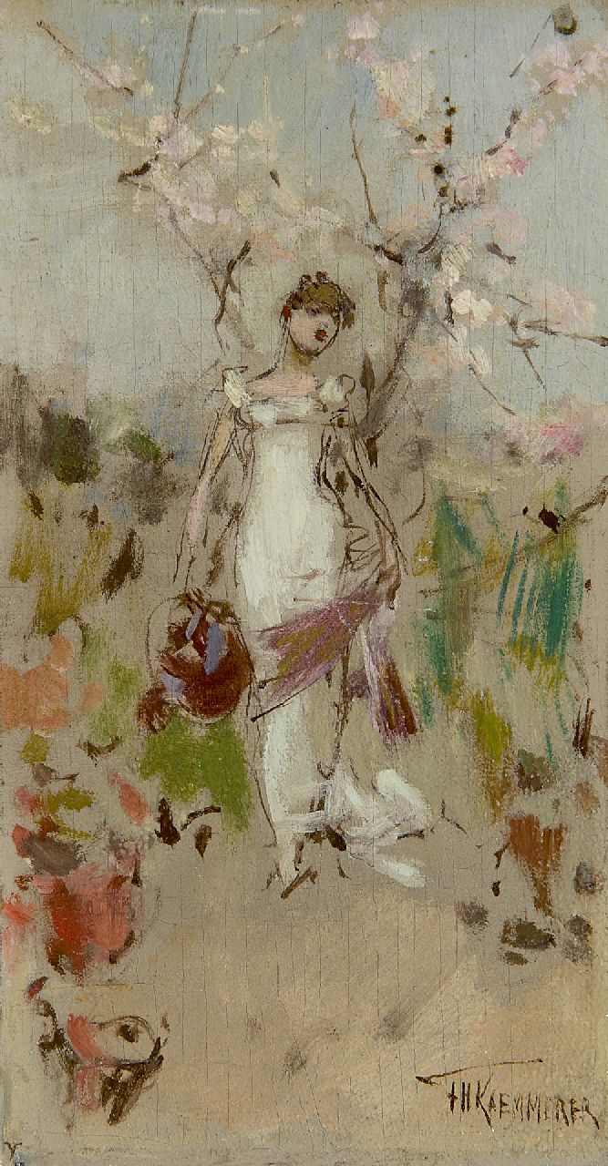 Kaemmerer F.H.  | Frederik Hendrik Kaemmerer, April (Aires), oil on canvas laid down on painter's board 18.5 x 10.3 cm, signed l.r.