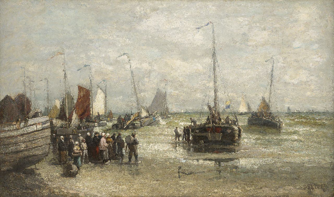 Chase H.  | Harry Chase, Herring boats preparing, oil on canvas 66.5 x 112.5 cm, signed l.r.