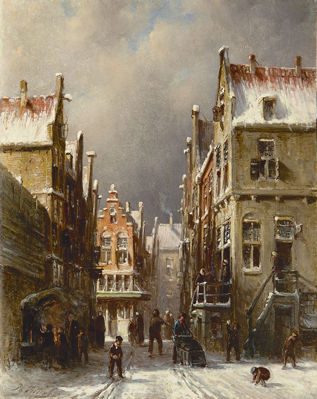 Vertin P.G.  | Petrus Gerardus Vertin, The Jewish quarter, Amsterdam, oil on panel 23.2 x 18.3 cm, signed l.l. and dated '79