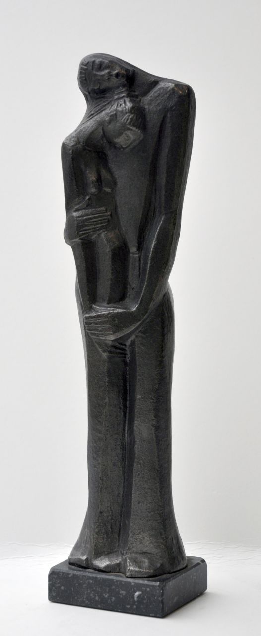 Acker J. van | Jozef 'Jos' van Acker, Tender embrace, bronze 33.0 x 7.3 cm, signed on back side of the leg (man)