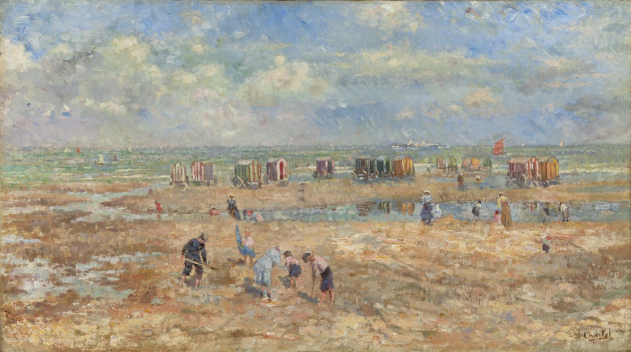 Emile Charlet | A summer day at the beach, oil on canvas, 41.4 x 73.4 cm, signed l.r.