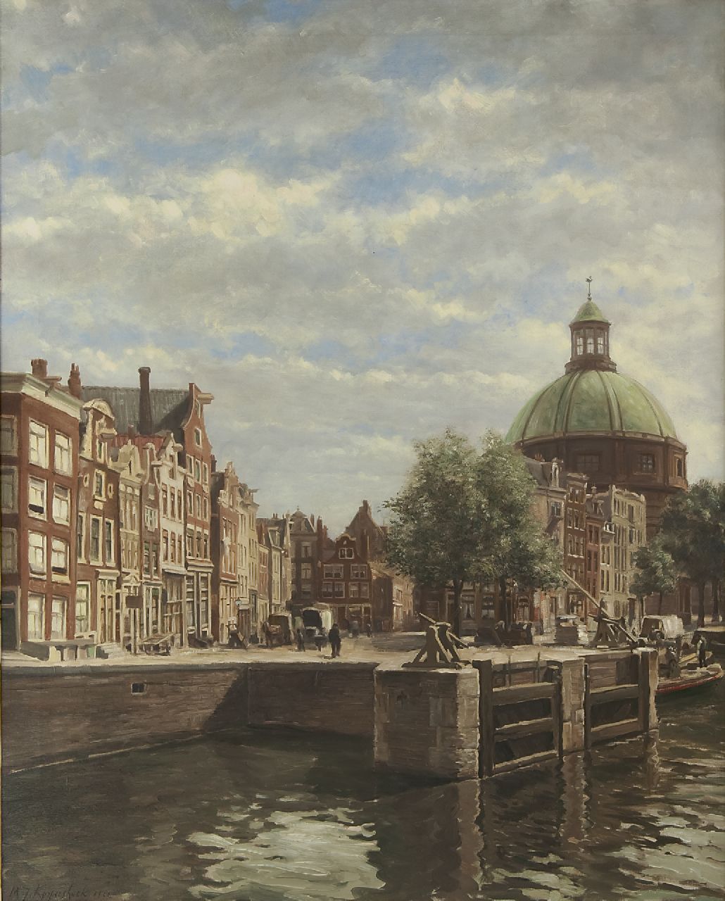 Korpershoek M.J.  | Martinus Johannes Korpershoek, The Haarlemmersluis, Amsterdam, oil on canvas 100.2 x 80.0 cm, signed l.l. and dated 1922