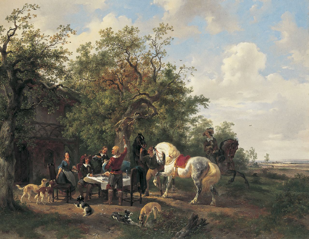 Verschuur W.  | Wouterus Verschuur, An elegant company in a landscape, oil on canvas 57.5 x 73.5 cm, signed l.r. and painted between 1838-1840