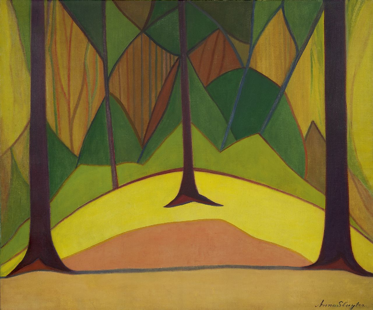 Sluijter J.J.H.  | Johanna Jozina Helena 'Anna' Sluijter, Forest, oil on canvas 79.1 x 95.5 cm, signed l.r. and painted circa 1914