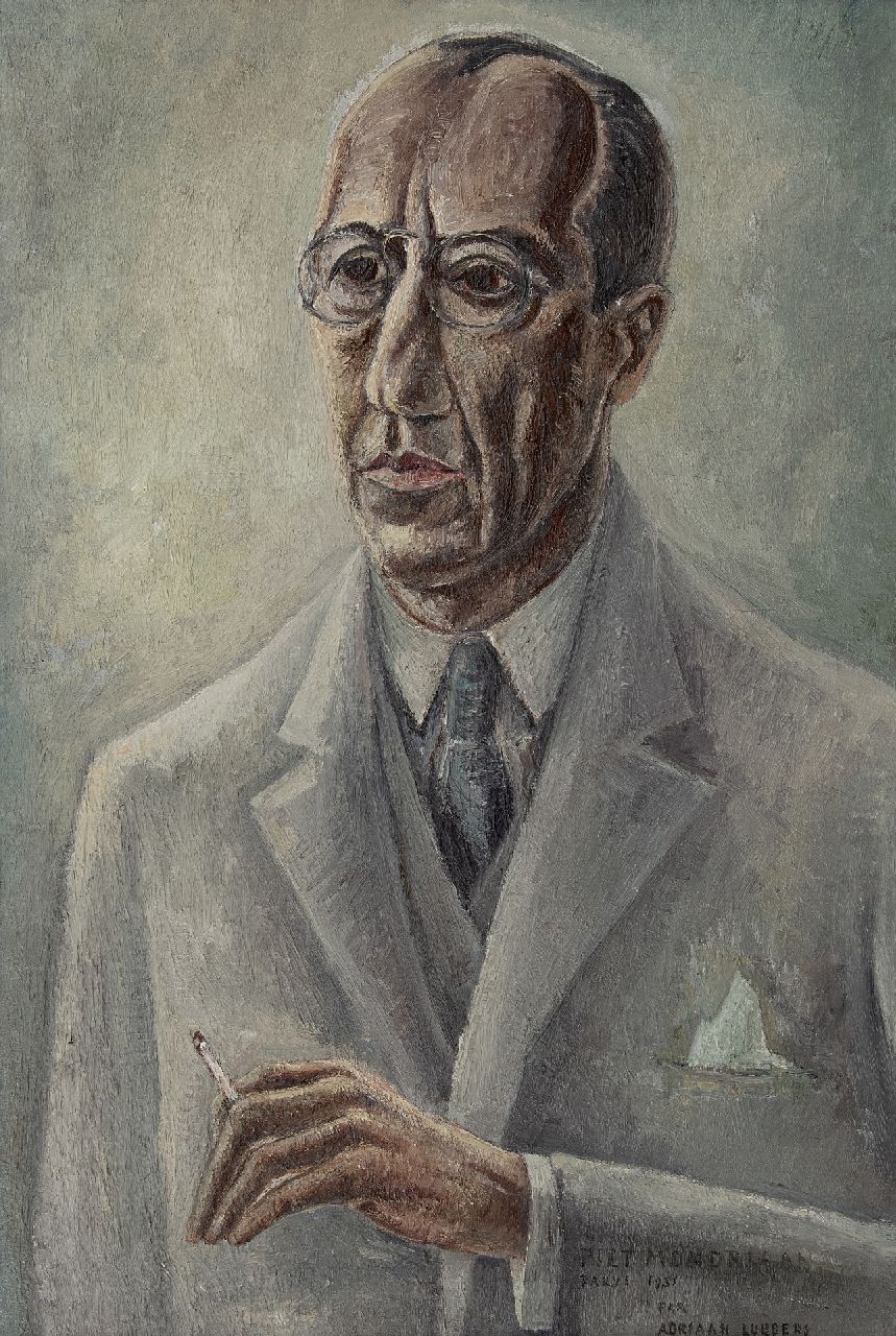 Lubbers A.  | Adriaan Lubbers, Portrait of Piet Mondriaan, oil on canvas 81.3 x 54.7 cm, signed l.r. (twice) and dated 1931 (tweemaal)