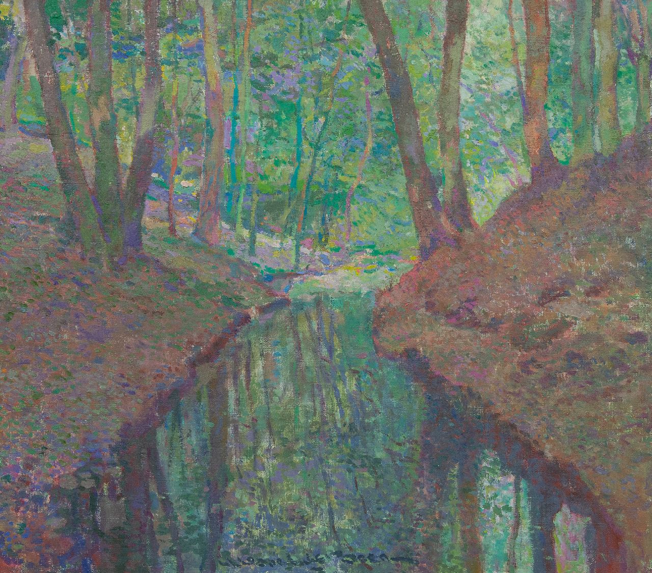 Boer H. de | Hessel de Boer | Paintings offered for sale | A forest creek, oil on canvas 45.1 x 50.0 cm, signed l.m.