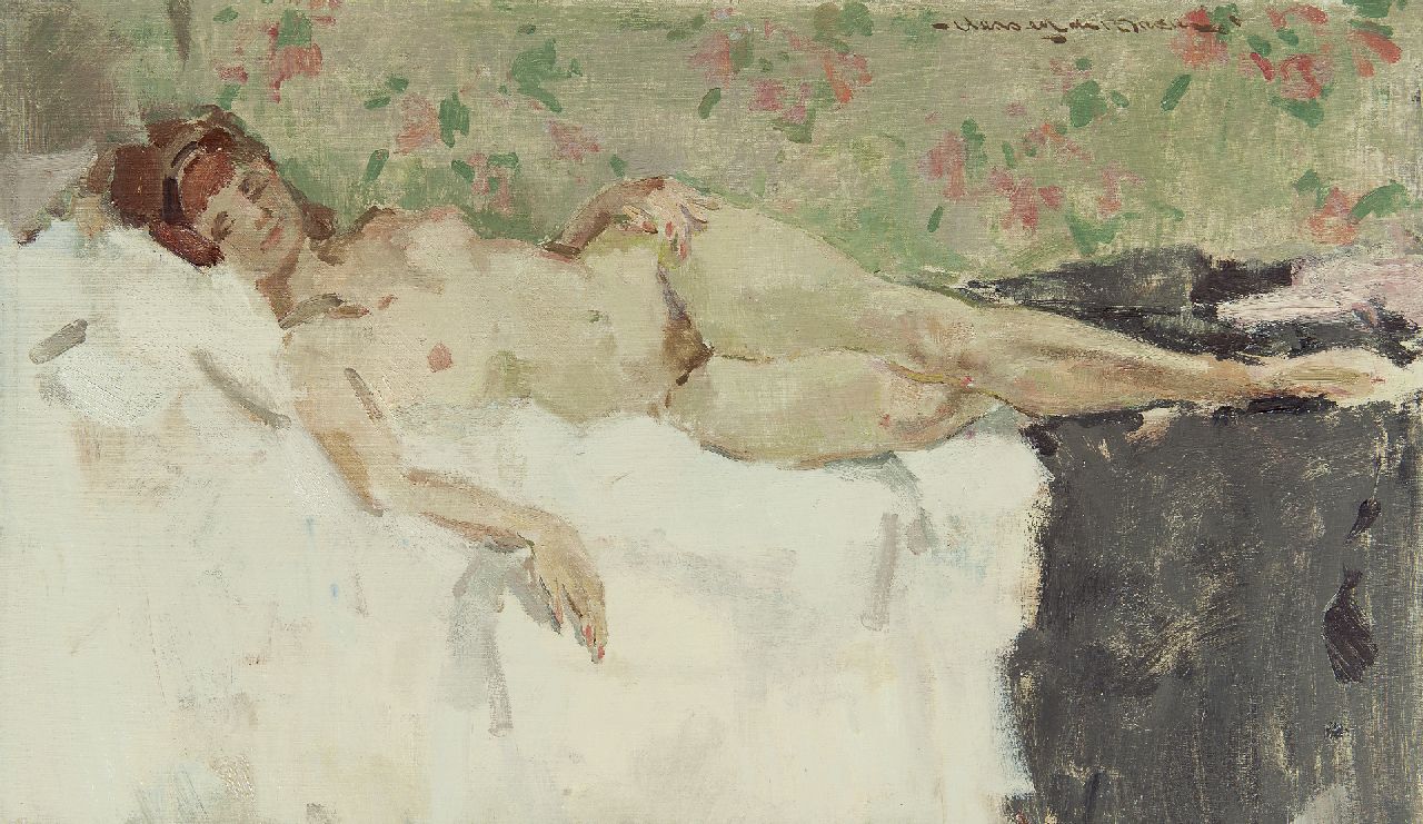 Boer H. de | Hessel de Boer, Reclining nude, oil on canvas 50.0 x 85.1 cm, signed u.r.
