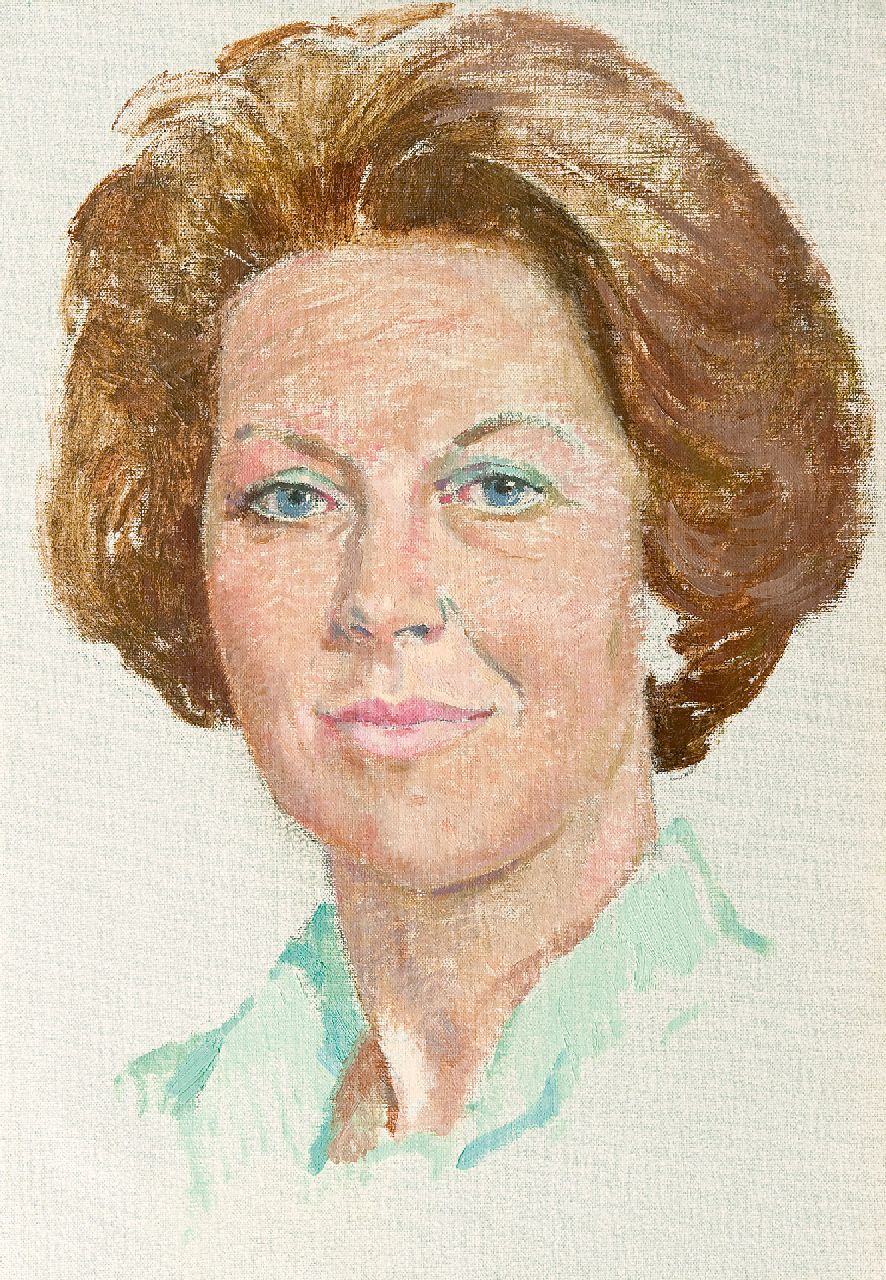 Boer H. de | Hessel de Boer | Paintings offered for sale | Portrait of Queen Beatrix, oil on canvas 46.2 x 32.3 cm