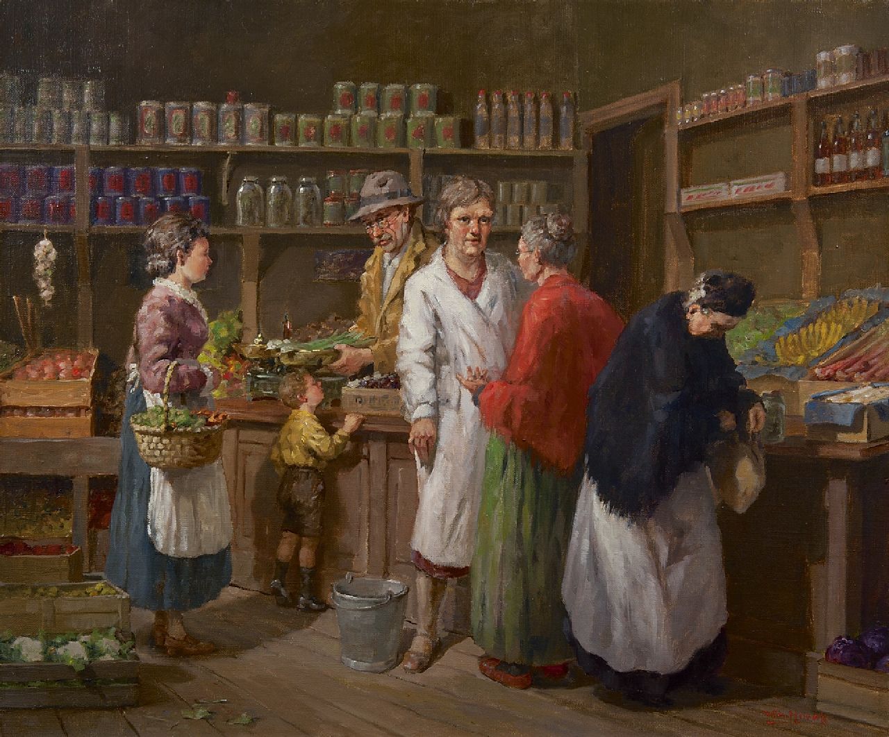 Heinecke W.H.  | Wilhelmus Hendrikus 'Wim' Heinecke | Paintings offered for sale | At the greengrocer, oil on canvas 50.0 x 60.0 cm, signed l.r.