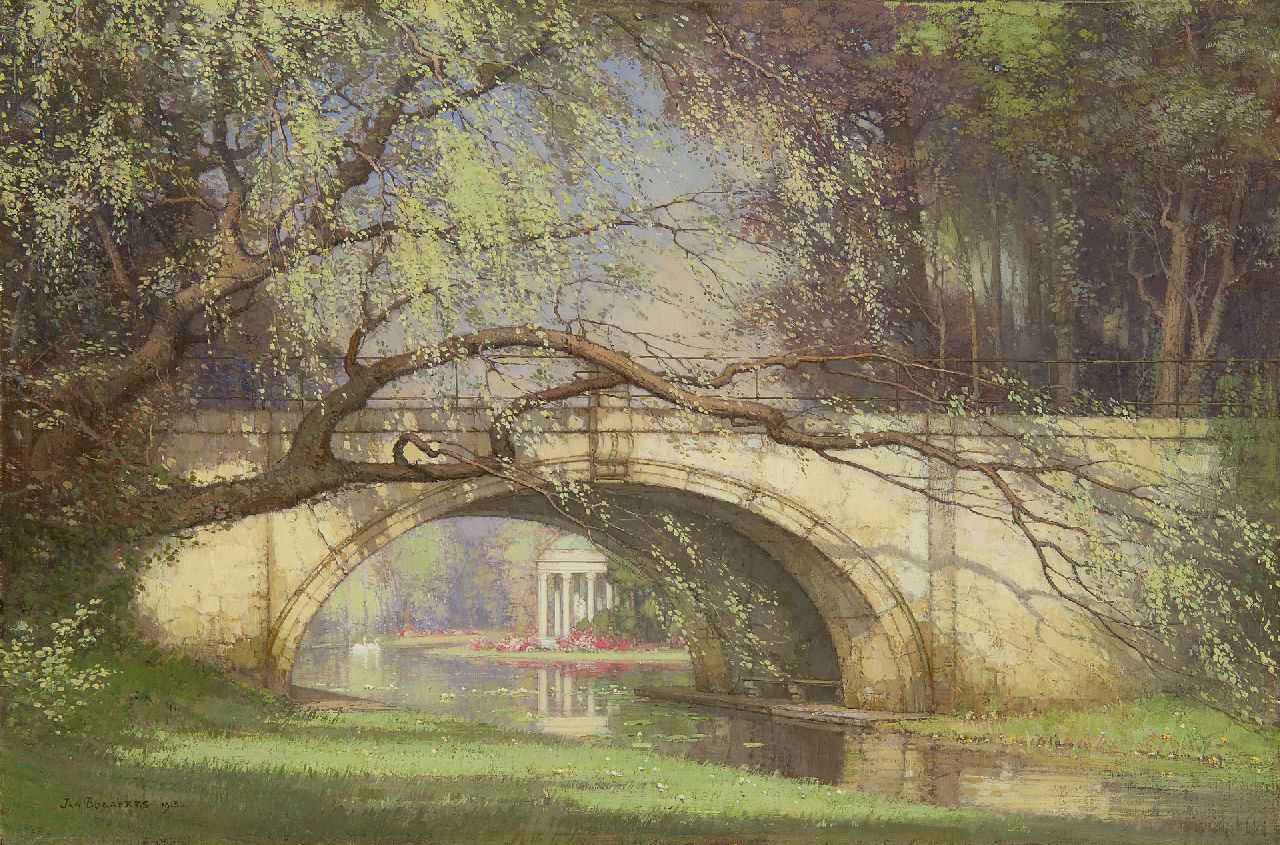 Bogaerts J.J.M.  | Johannes Jacobus Maria 'Jan' Bogaerts, Bridge in the garden of Versailles, oil on canvas 40.3 x 60.3 cm, signed l.l. and dated 1915