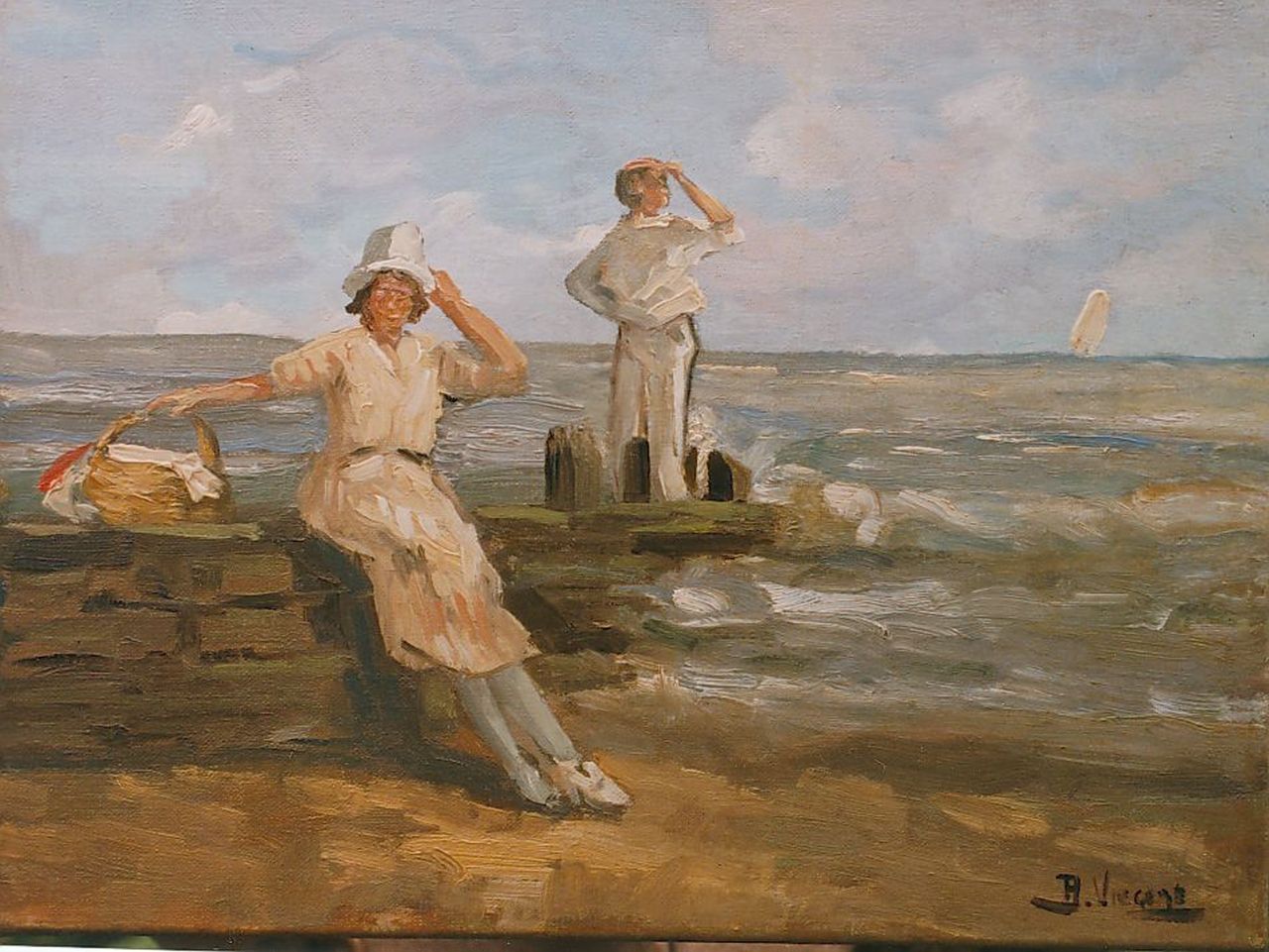 Viegers B.P.  | Bernardus Petrus 'Ben' Viegers, On the beach, oil on canvas 30.0 x 40.0 cm, signed l.r.