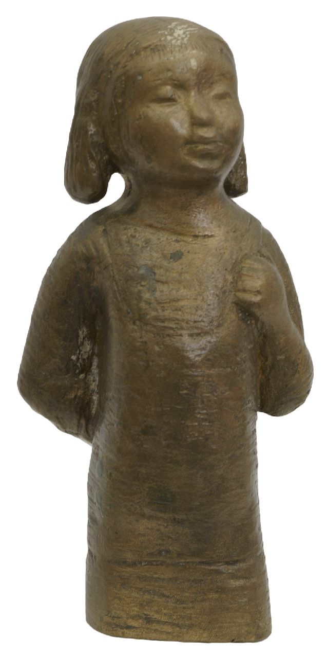 Kluth K.  | Karl Kluth, A  girl, bronze 19.0 x 9.1 cm, signed on the back