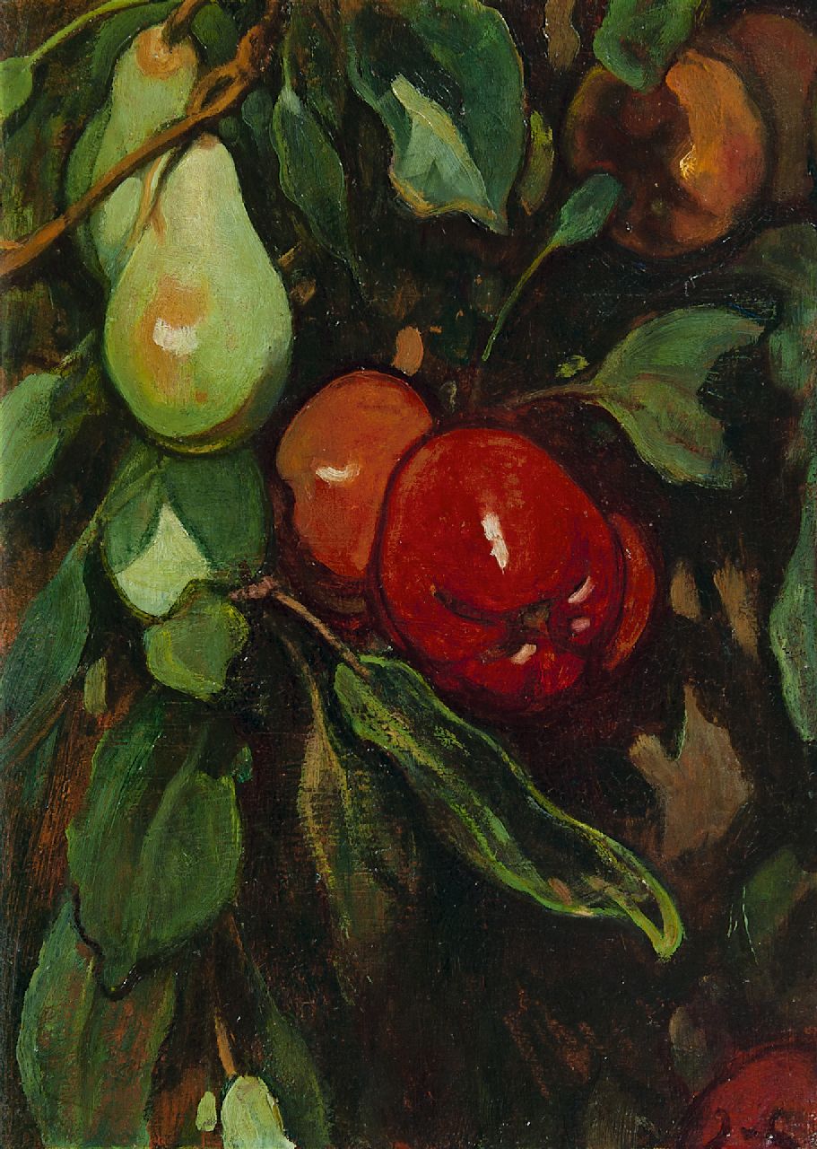 Looy J. van | Jacobus van Looy | Paintings offered for sale | Red apples and pears, oil on panel 37.0 x 26.7 cm, signed l.r. with initials