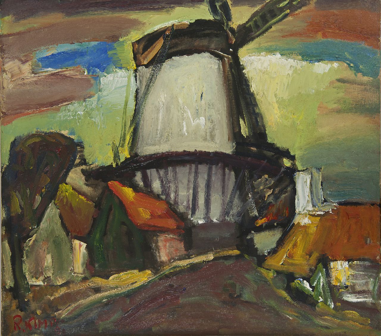 Kimpe R.J.P.  | Raymundus Josephus Petrus 'Reimond' Kimpe, Windmill 'De Hoop' in Middelburg, oil on canvas 80.3 x 90.5 cm, signed l.l. and dated '31