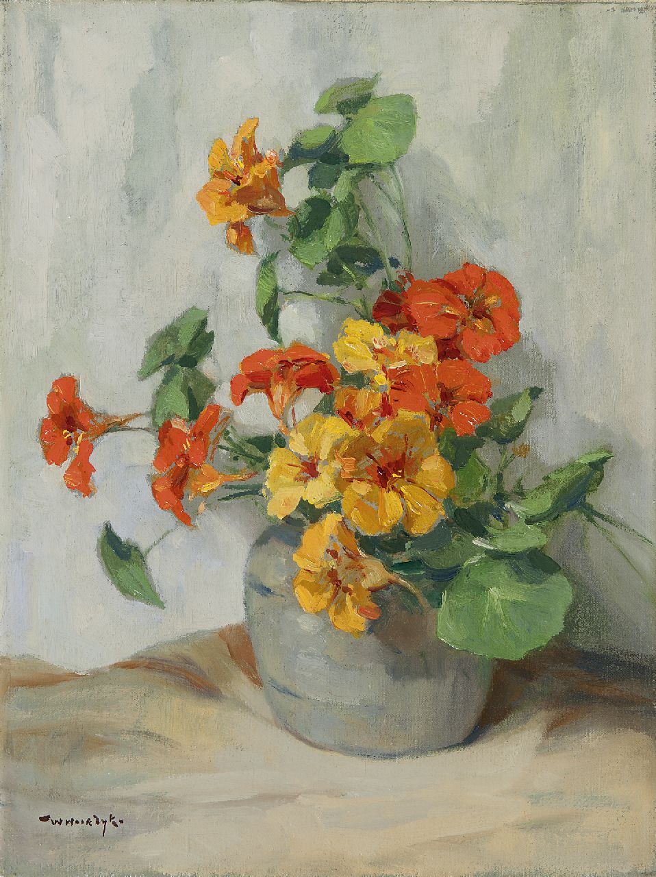 Noordijk W.F.  | 'Willem' Frederik Noordijk, Nasturtium, oil on canvas 40.1 x 30.4 cm, signed l.l.