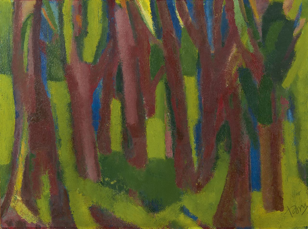 Benner G.  | Gerrit Benner, Forest, oil on paper laid down on board 56.3 x 75.7 cm, signed l.r. and painted ca. 1953