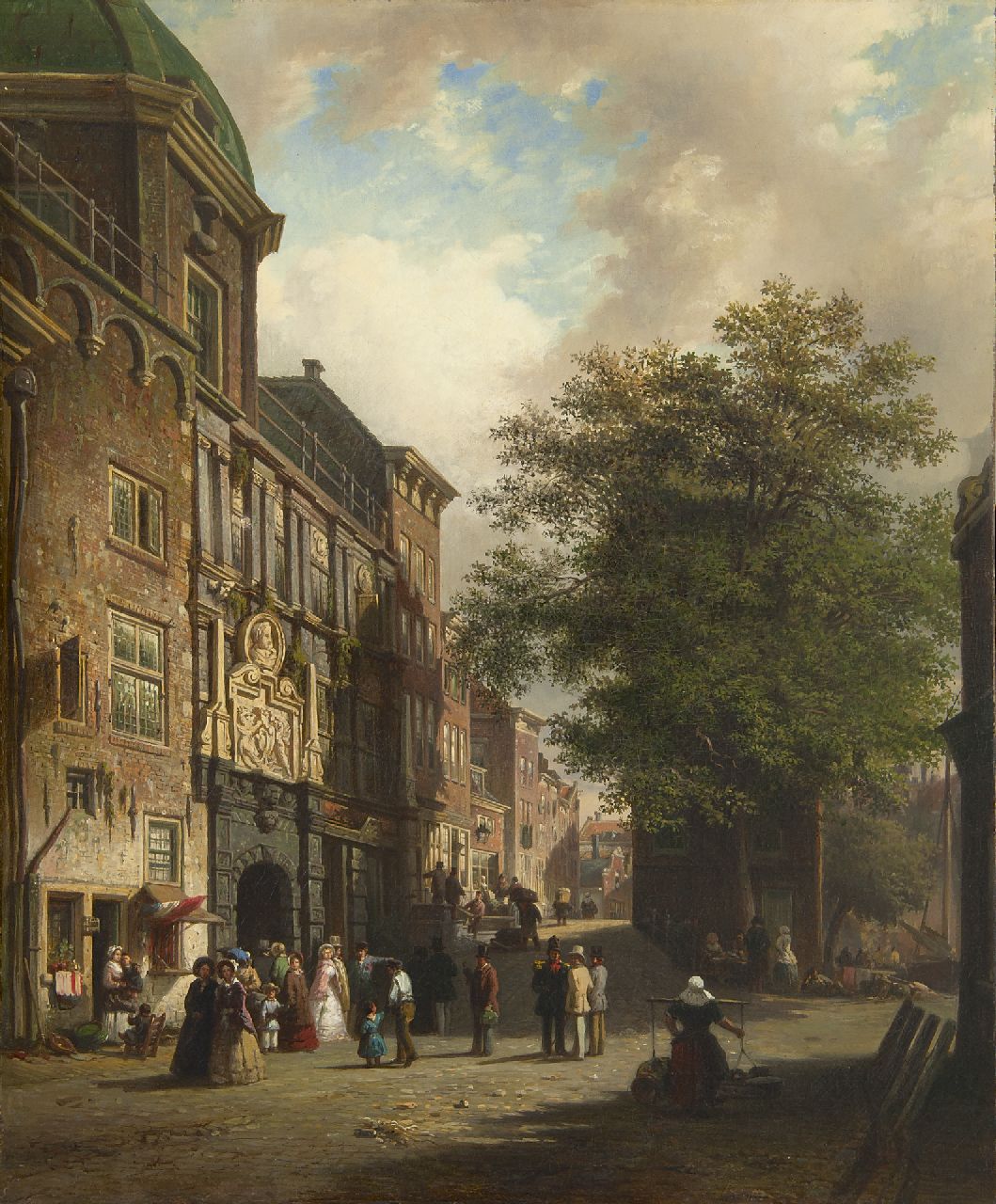 Bommel E.P. van | Elias Pieter van Bommel, A view of the The Groothoofdspoort, Dordrecht, oil on canvas 65.4 x 53.2 cm