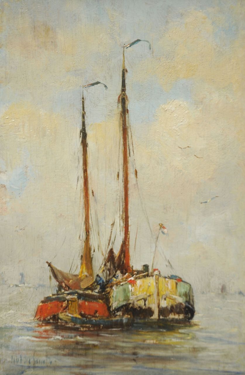 Smith H.  | Hobbe Smith, Two ships, oil on panel 20.8 x 14.1 cm, signed l.l.