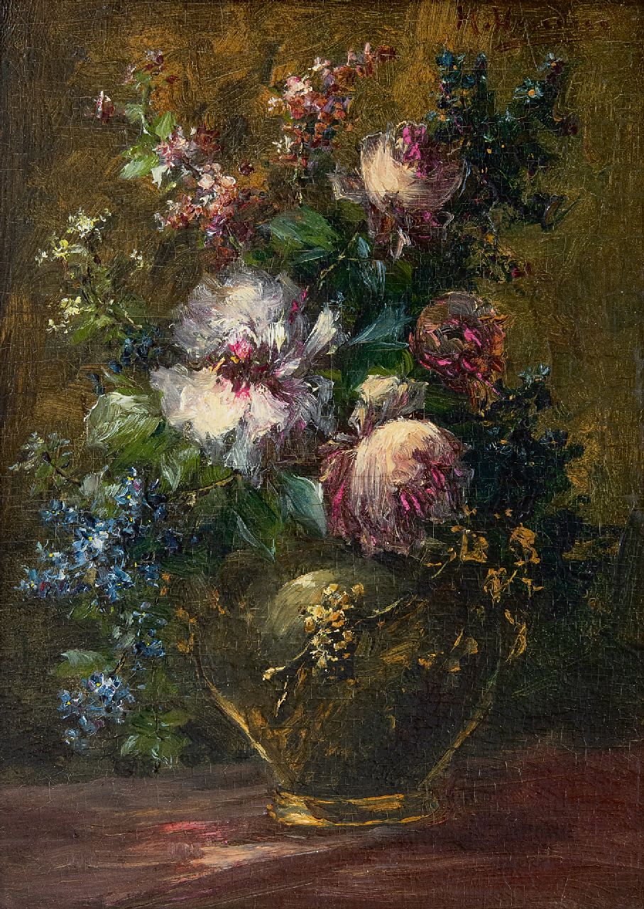 Hendrickx M.A.  | Michel Antoine Hendrickx | Paintings offered for sale | A flower still life, oil on panel 23.3 x 16.8 cm, signed u.r.