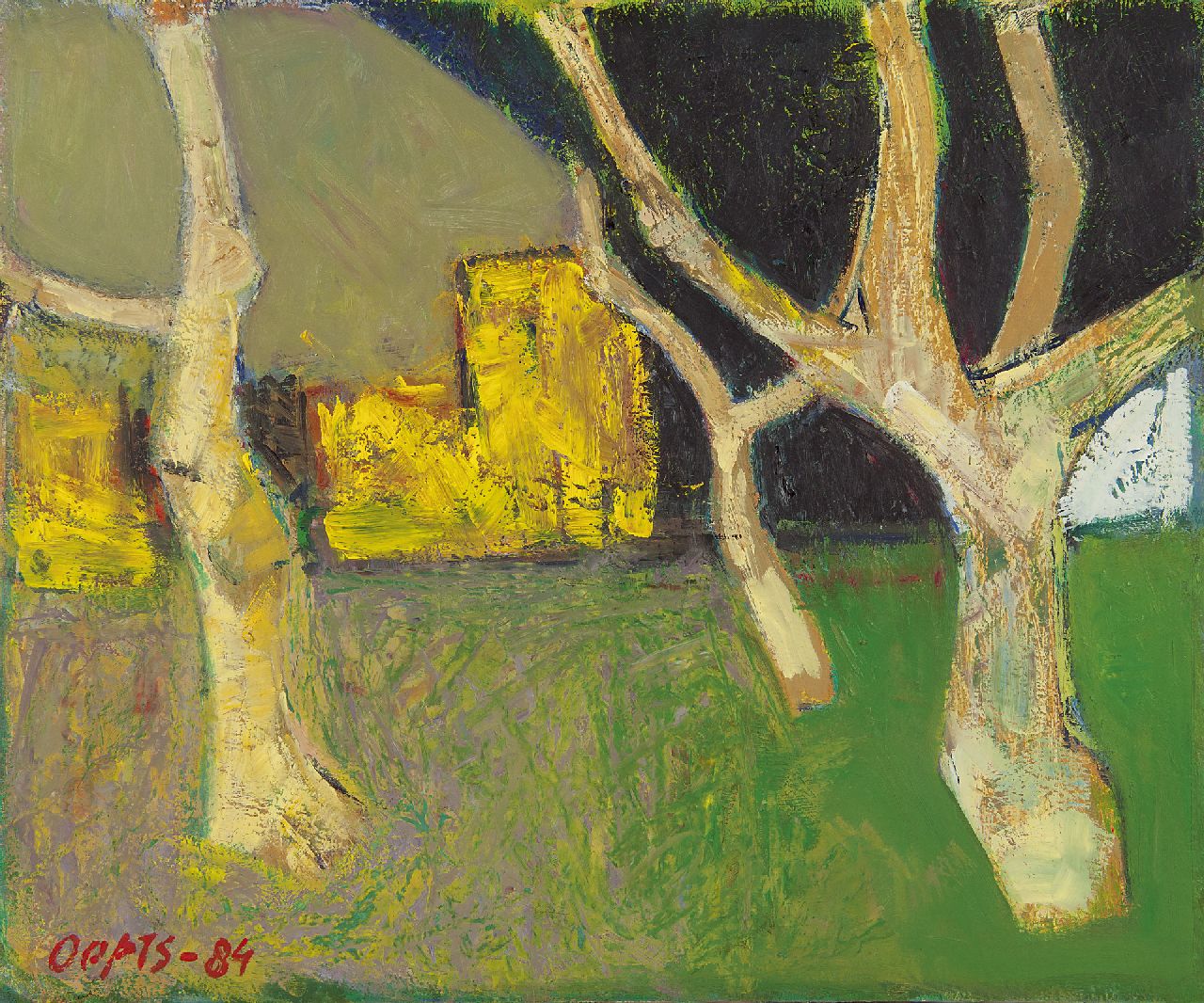 Oepts W.A.  | Willem Anthonie 'Wim' Oepts, Orchard, oil on canvas 38.2 x 46.0 cm, signed l.l. and dated '84