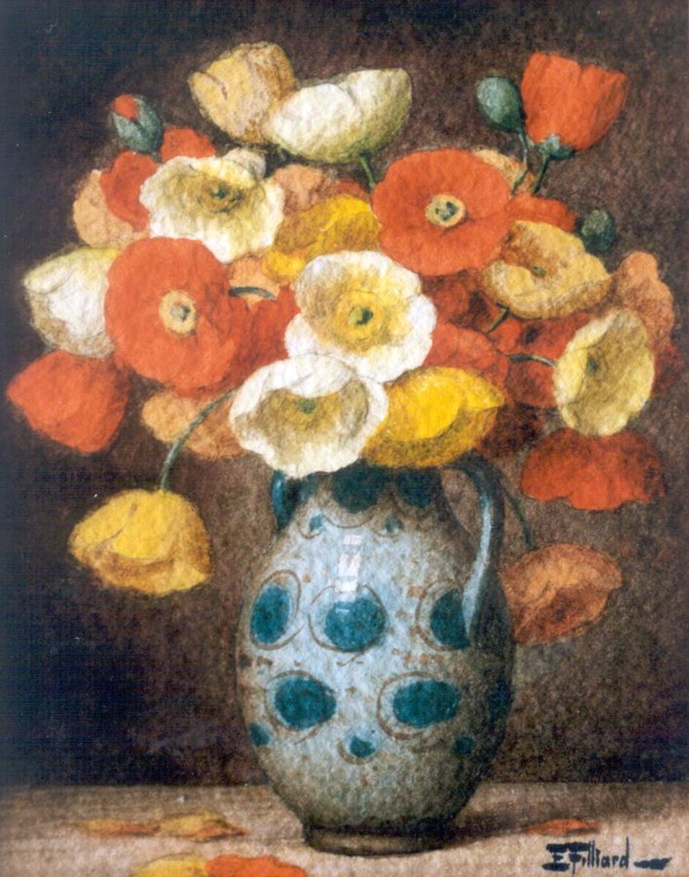 Filliard E.  | Ernest Filliard, Poppies, watercolour on paper 16.7 x 13.5 cm, signed l.r.