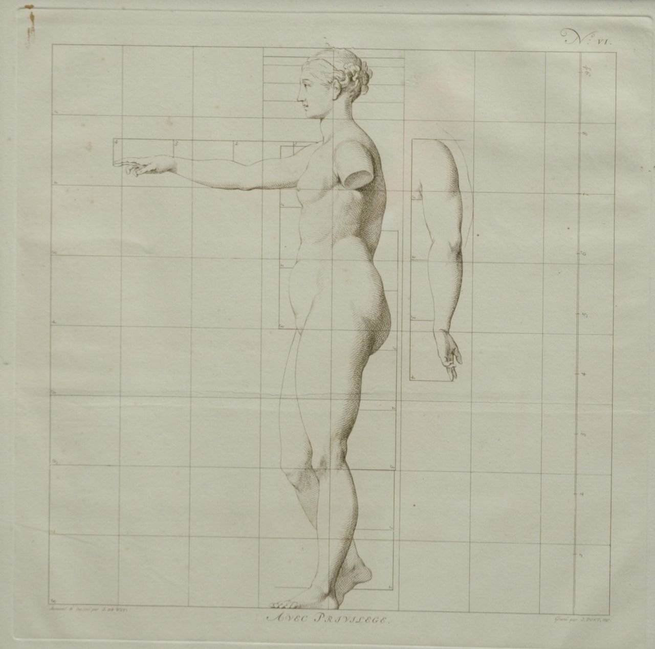 Wit J. de | Jacob de Wit, The ideal proportions of the human body - Woman  (no.VI), etching on paper 40.0 x 40.0 cm