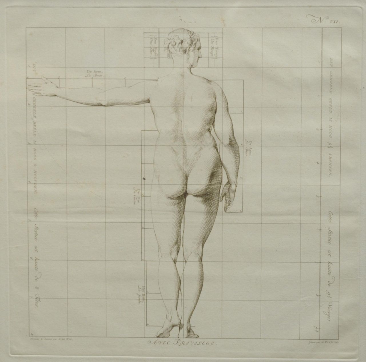 Wit J. de | Jacob de Wit, The ideal proportions of the human body - Woman (no.VII), etching on paper 40.0 x 40.0 cm
