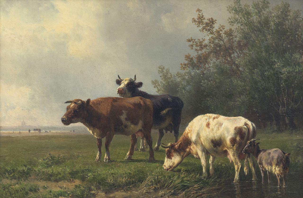 Tom J.B.  | Jan Bedijs Tom, Grazing cows (only together with pendant), oil on panel 19.7 x 29.4 cm, signed l.l.