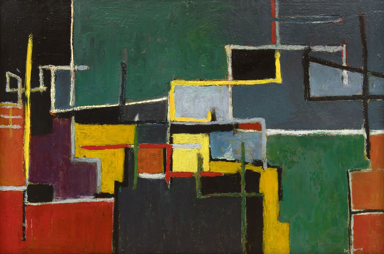 Ivor Thomas | Composition, oil on painter's board, 61.0 x 91.4 cm, signed l.r.