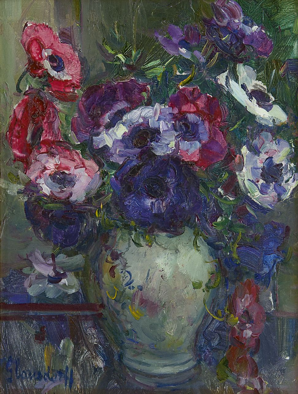 Glansdorff H.  | Hubert Glansdorff, Flower still life, oil on canvas 36.1 x 28.0 cm, signed l.l.