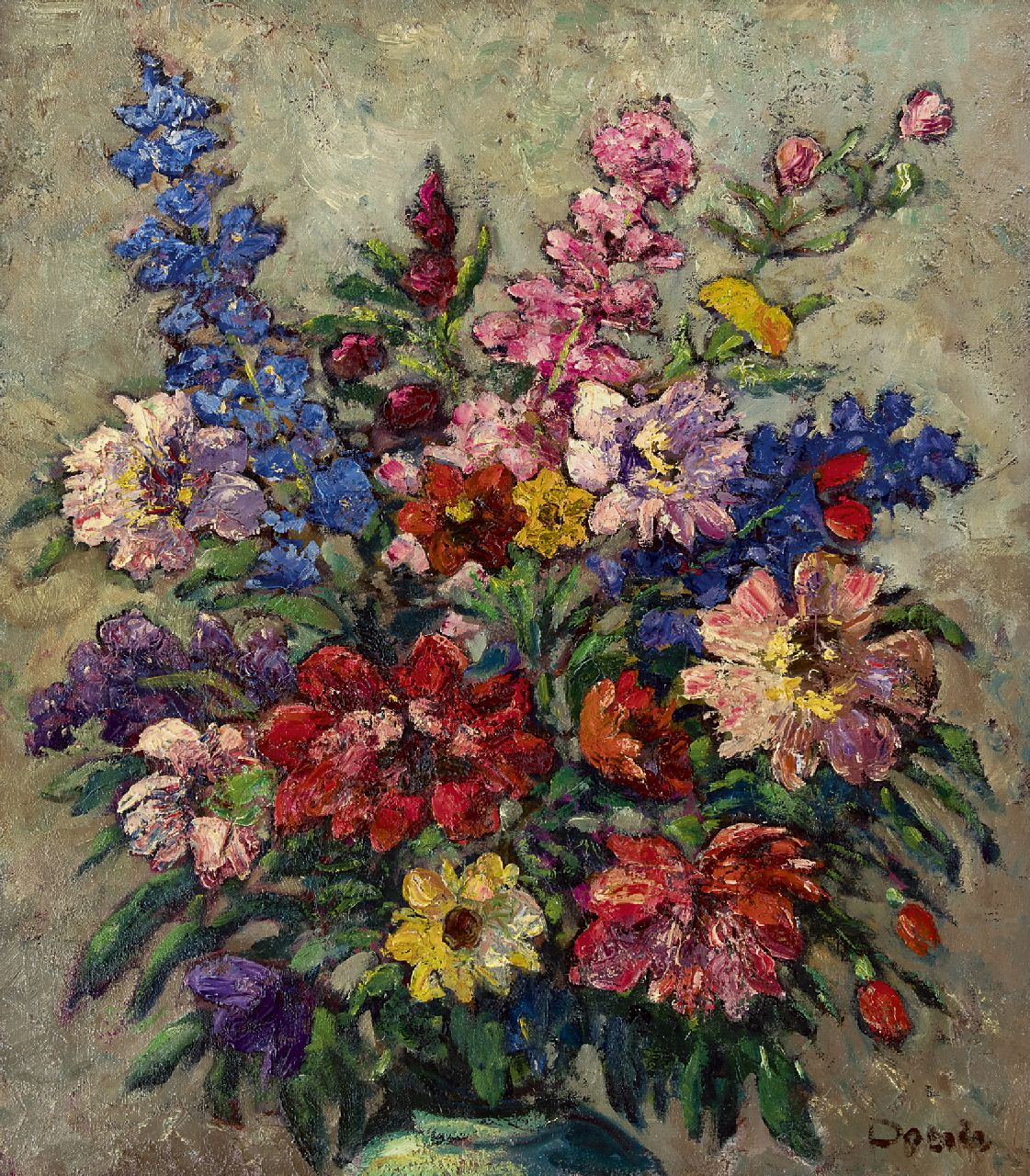 Doeser J.J.  | 'Jacobus' Johannes Doeser, Flower still life, oil on canvas 85.0 x 76.0 cm, signed l.r.