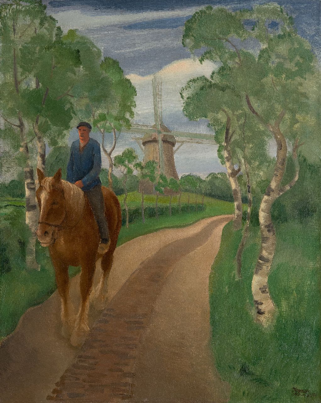 Meurs H.H.  | 'Harmen' Hermanus Meurs, The mill path, oil on canvas 55.2 x 46.0 cm, signed l.r. and dated 1930