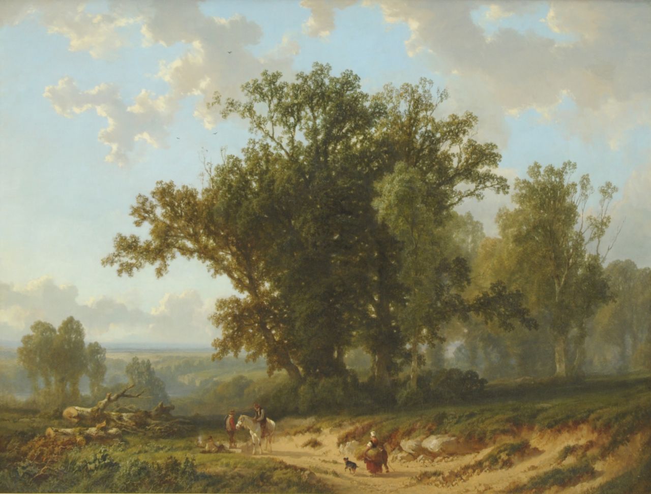 Bylandt A.E.A. van | Alfred Edouard Agenor van Bylandt, Peasants near old oak trees, oil on canvas 131.4 x 172.0 cm, signed l.r.