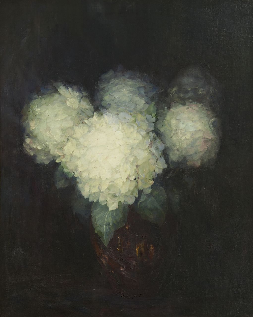 Adeline Maud Russell van Schaik | Hydrangeas in a vase, oil on canvas, 99.6 x 80.2 cm, signed l.r.
