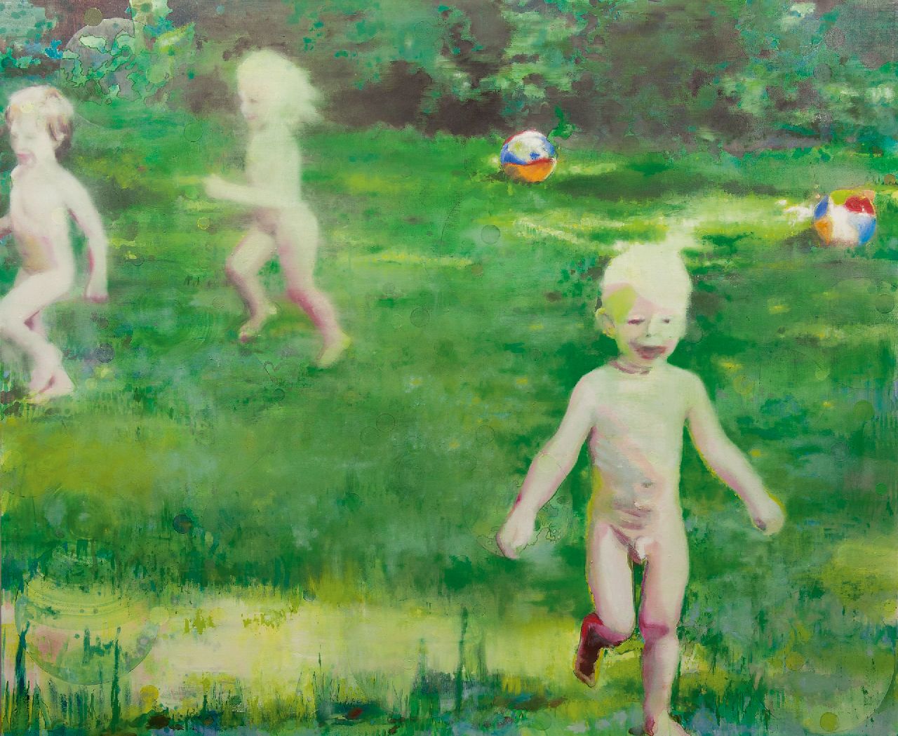 Katrin Hoffert | Ivan, Zara + Edgar (der Garten), oil on canvas, 145.5 x 175.1 cm, signed on the reverse and dated 2003 on the reverse