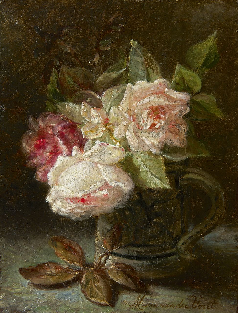 Voort in de Betouw-Nourney M. van der | Maria van der Voort in de Betouw-Nourney | Paintings offered for sale | Roses, oil on canvas 35.4 x 26.8 cm, signed l.r.
