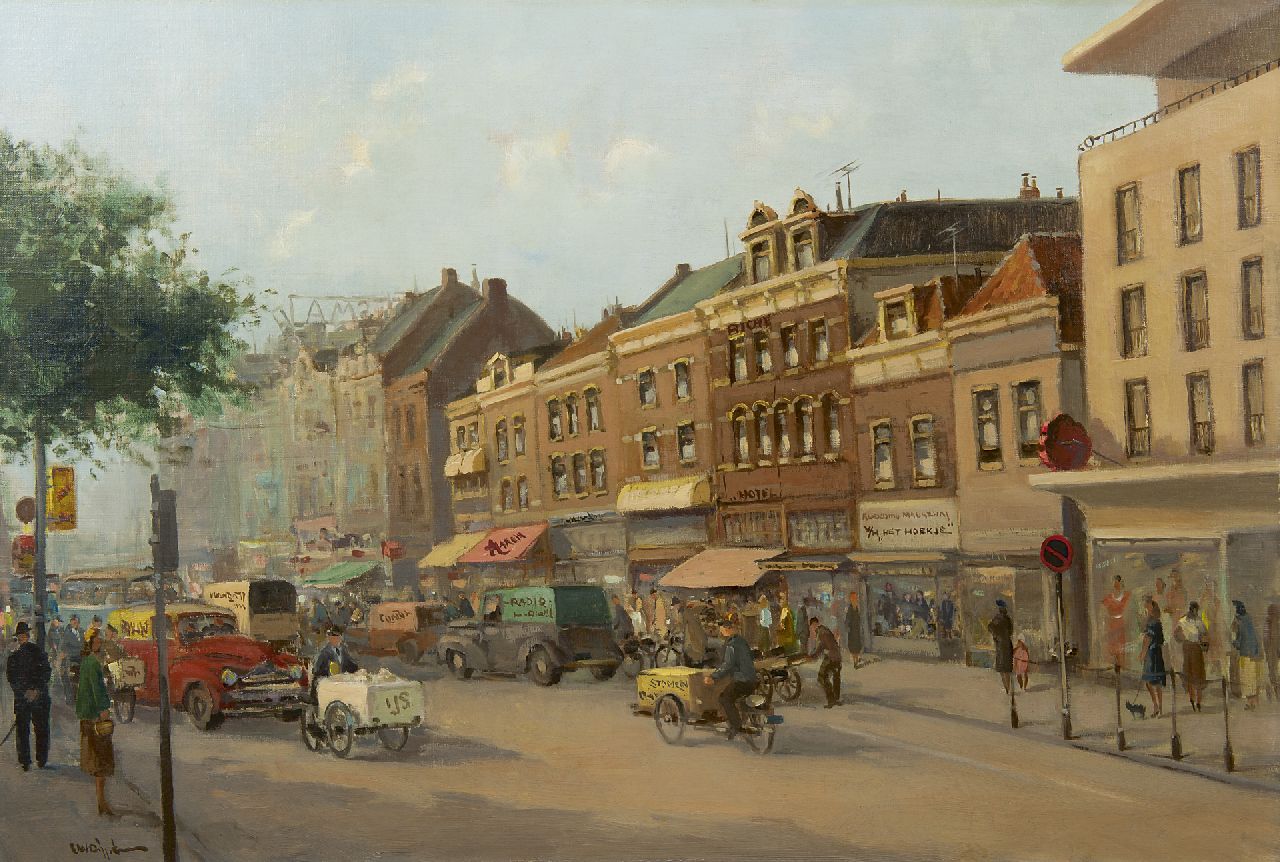 Diggelen C.A.V. van | Cor van Diggelen | Paintings offered for sale | View at Vreedenburgh, Utrecht, on the right C&A, oil on canvas 60.4 x 90.0 cm, signed l.l. and without frame