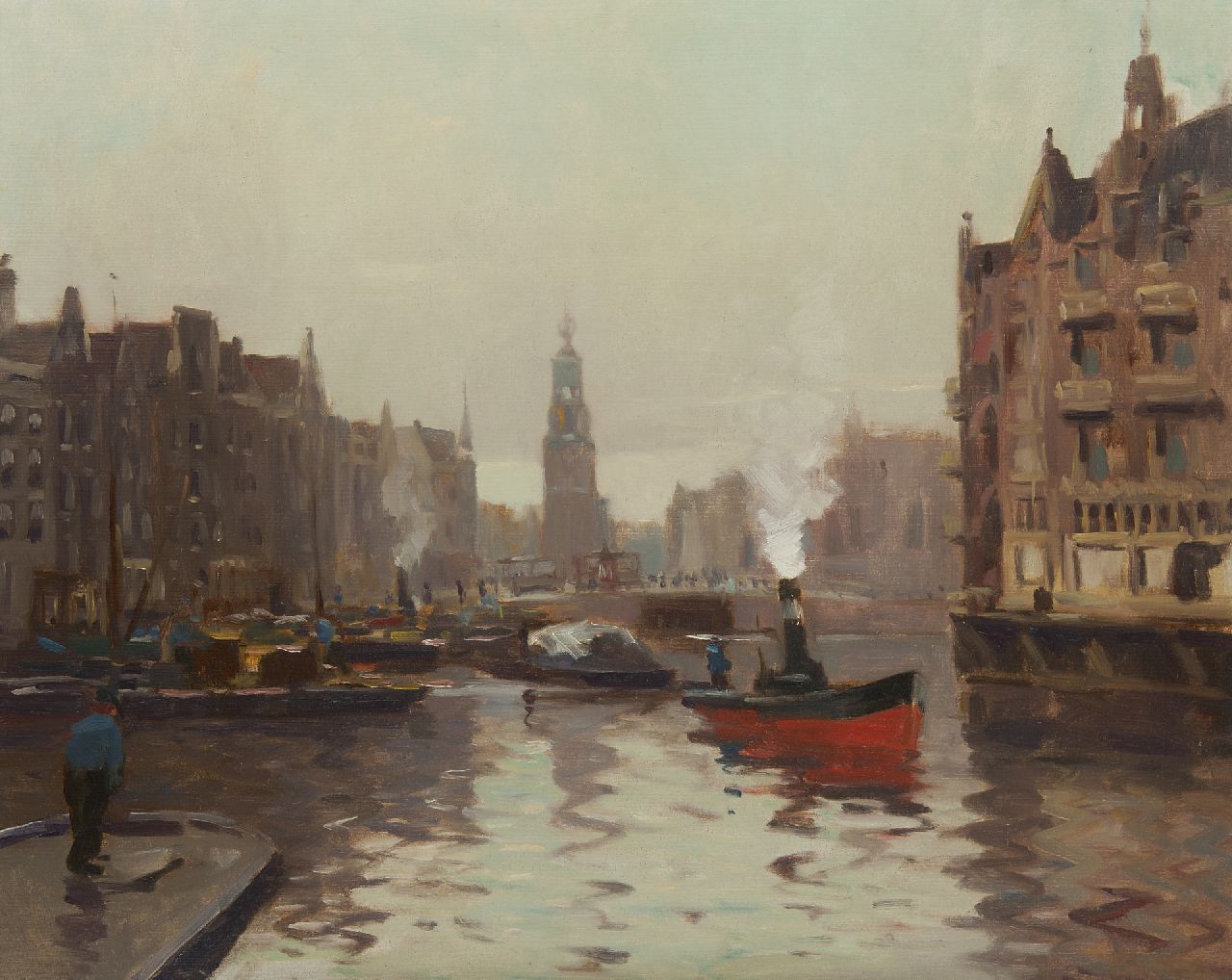Ligtelijn E.J.  | Evert Jan Ligtelijn, A view on the Munttoren, oil on canvas 59.4 x 73.4 cm