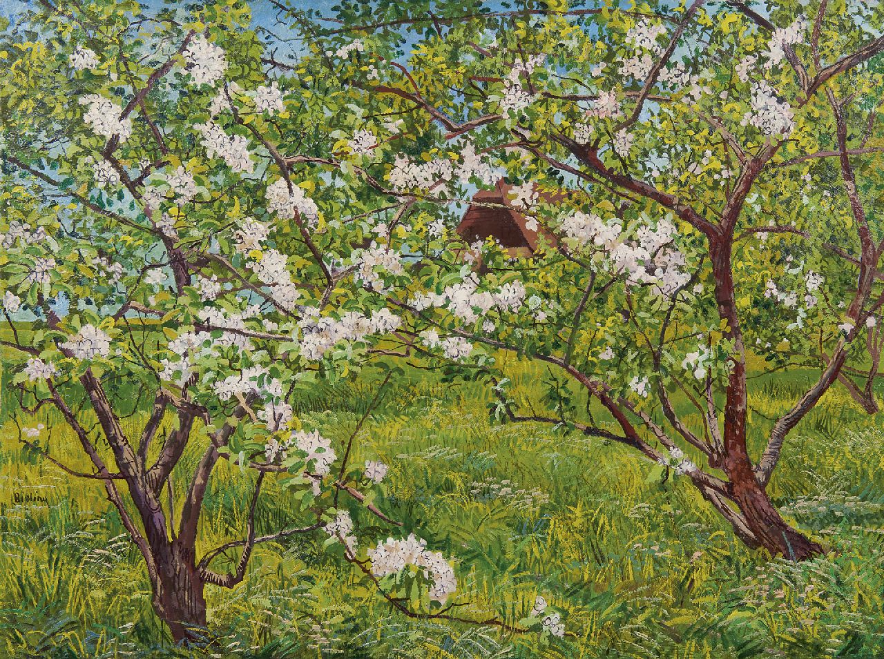 Bieling H.F.  | Hermann Friederich 'Herman' Bieling, Flowering trees, oil on canvas 60.2 x 80.2 cm, signed l.l.